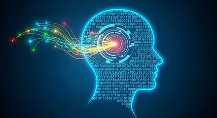 Obraz premium Futuristic Data Streams and Neural Interface