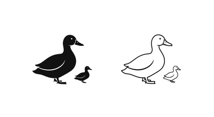 Fototapeta premium Mother's day duck family silhouette illustration Vector