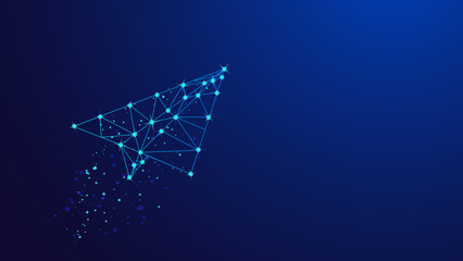 Futuristic Low Poly Arrow Direction Digital Network Technology Blue Background © UIA Design 