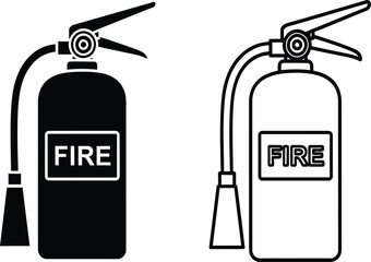 Vector illustration of black and white fire extinguishers