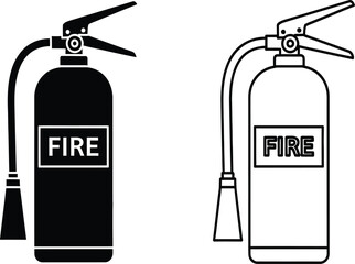 Vector illustration of black and white fire extinguishers
