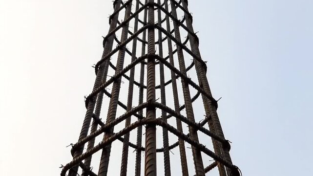 Construction of Concrete Pillar Reinforcement Cage for Building