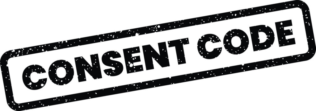 Distressed rectangular rubber stamp displaying the words Consent Code, often used for authorization or agreement tracking