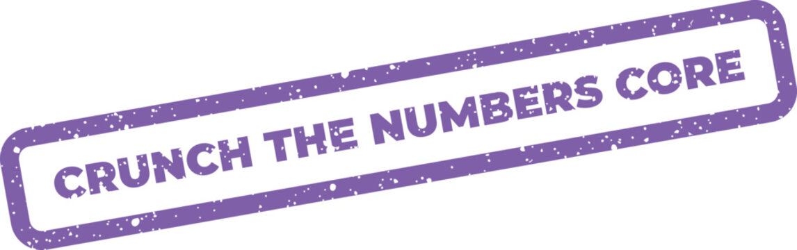 Distressed rectangular rubber stamp effect with crunch the numbers core message for financial data analysis