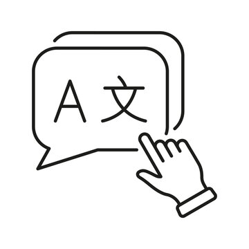 Language Translation Selection Icon. Multilingual Communication And Translation Services Outline Symbol. Language Choice And Accessibility. Editable Stroke. Isolated Vector Illustration