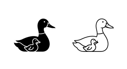 Obraz premium Mother duck with ducklings - mother's day illustration Vector