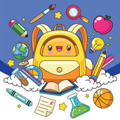 Fun cute cartoon school element vector illustration © Ezzy