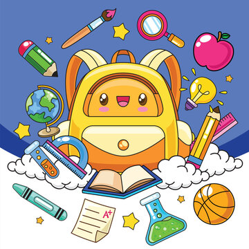 Fun cute cartoon school element vector illustration