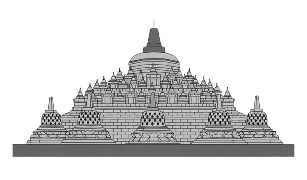 Indonesia National Symbols and Landmarks Editable Outline Icon Set