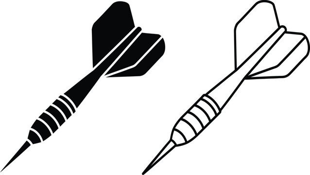 Two darts icons in black and white on a pure for design and gaming concepts