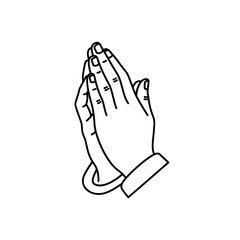 Illustration of praying hands in a gesture of reverence and spirituality from a frontal viewpoint