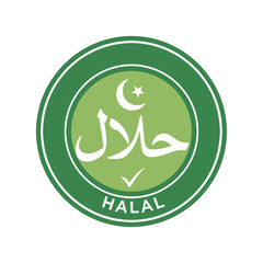 Halal certification logo displayed on a transparent background, symbolizing compliance with Islamic dietary laws and regulations, vector illustration