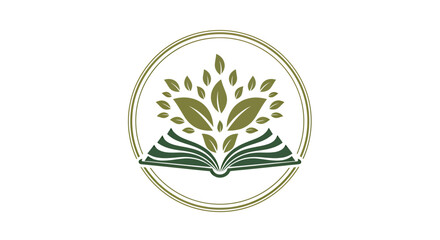 Obraz premium Open book with a growing tree symbolizing knowledge, learning, and environmental growth.