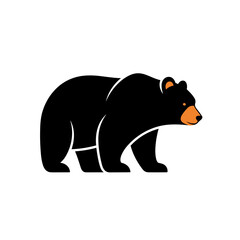 Fototapeta premium Black Bear Side View Minimal Animal Vector Illustration