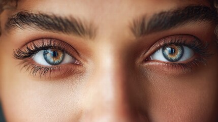 Obraz premium The captivating eyes of a woman radiate with stunning beauty and a unique blend of colors.