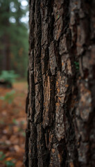 Obraz premium A close-up view of a tree trunk in a forest, highlighting the importance of preserving natural habitats
