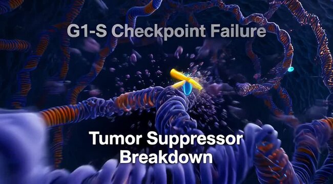 Cancer Cell Cycle Disruption with Tumor Suppressor Breakdown 3D Illustration