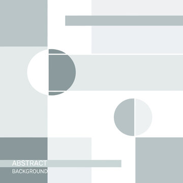 Geometric Abstract Composition with Circles and Rectangles in Shades of Gray.