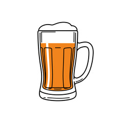 Glass Beer Mug with Foam Minimal Vector Illustration