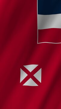 Vertical Wallis and Futuna Flag, South Pacific Island 4K Motion