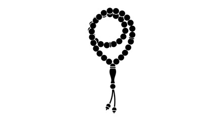 Black Prayer Beads on White Background 19.