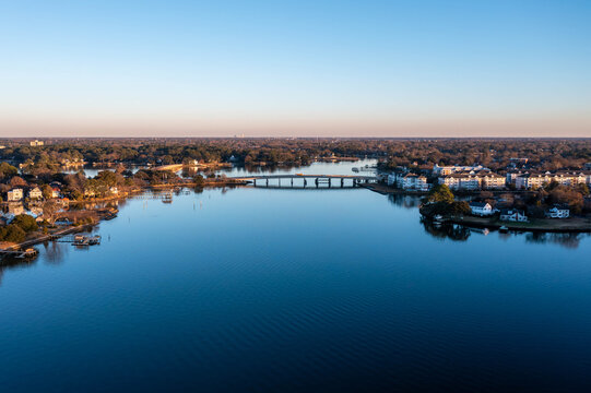 Aerial View of the Granby Street Bridge and Lafayette River in Norfolk Virginia