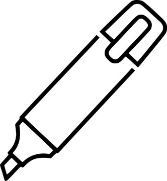 Highlighter Marker Pen Vector Line Art Icon
