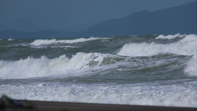 Footage of big waves in January during monsoon season