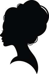 Elegant female profile silhouette with bun hairstyle isolated on white background for beauty and fashion concept © Aurati