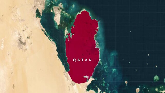 Map Of Qatar With Glowing Border