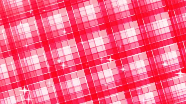 Red plaid pattern footage video of a textured fabric with a white background, showcasing a close-up view of a traditional Scottish tartan design in a seamless loop.