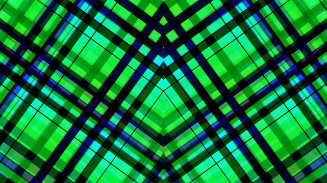 Vibrant Green Plaid Pattern Footage Video, Abstract Design Elements, Close-up, Digital Art, Modern Environment, Direct View, Concept Art