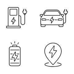 Electric car line icon set vector 
Vector set of icons on a white background