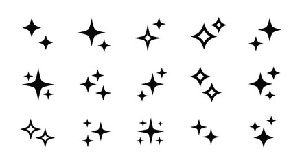 Collection of unique star shapes in different sizes