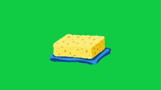 2D Animated Cleaning Sponge for Household Hygiene Tasks