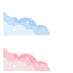 Cute Pastel Cloud and Star Corner Border Vector for Baby Background Design