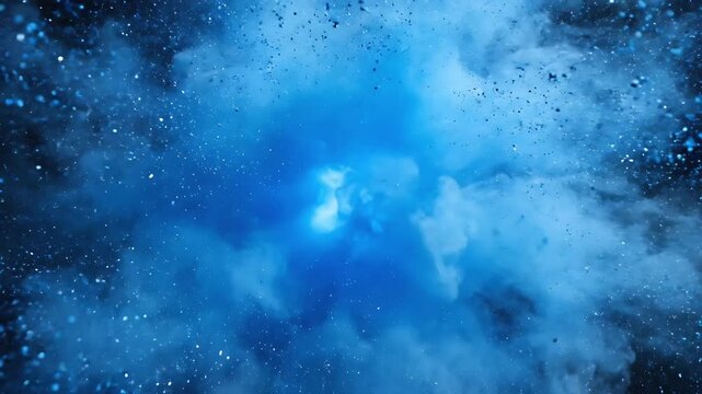 Explosion of vibrant blue and dark energy in space creating a dramatic visual