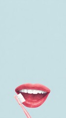 Naklejka premium Woman is brushing her teeth