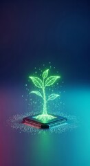 Innovative green technology concept powering a sustainable future with digital solutions for environmental challenges, software, renewable, connection