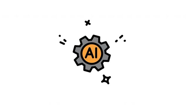 Artificial Intelligence AI Gear Icon Representing Machine Learning Technology