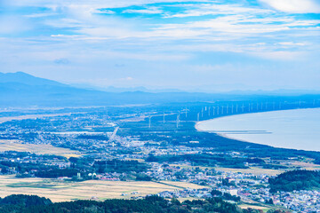 秋田県男鹿の寒風山からの展望
