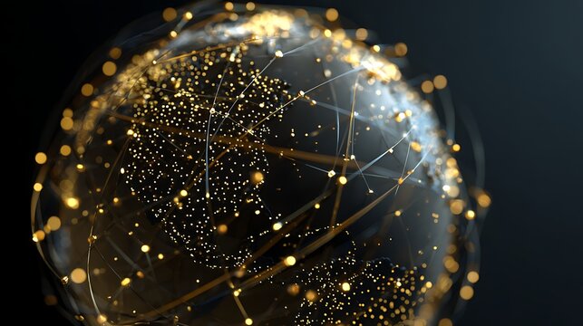 minimal globe with connected nodes orbiting, global business network concept