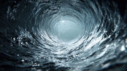 Fototapeta premium Swirling Ocean Vortex: Abstract Underwater Tunnel of Blue Water and Light - Dynamic Liquid Motion