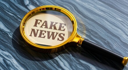 Magnifying Glass Focused on Fake News Concept, Examining Disinformation and Media Bias in Reporting
