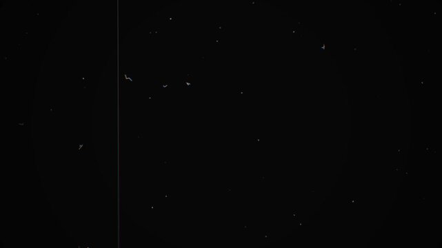 Black background animation with scattered white and blue dots conveying movement and depth