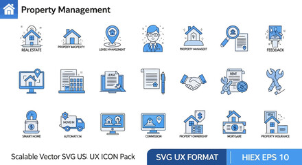 Property Management Icon Set Collection Vector.