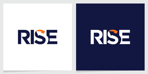 RISE Negative Space S Monogram with Upward Arrow typography logo vector © nara