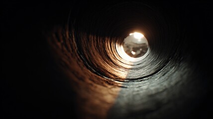 Fototapeta premium Abstract View Through Dark Pipe with Distant Light, Exploration, Tunnel Vision, Conceptual Journey