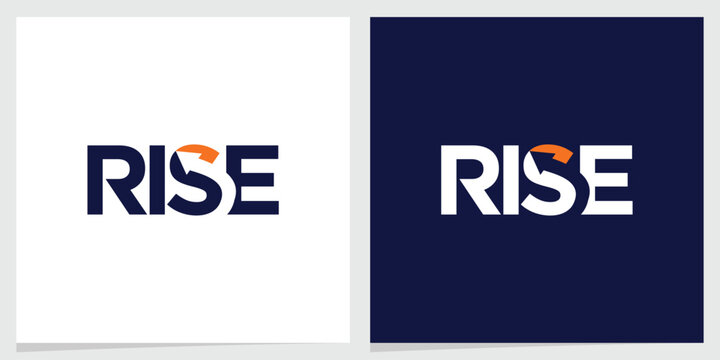 RISE Negative Space S Monogram with Upward Arrow typography logo vector