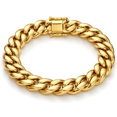 Obraz premium Complete Heavy Solid Gold Chain Bracelet Showing All Beautiful Links On A Pure White Background